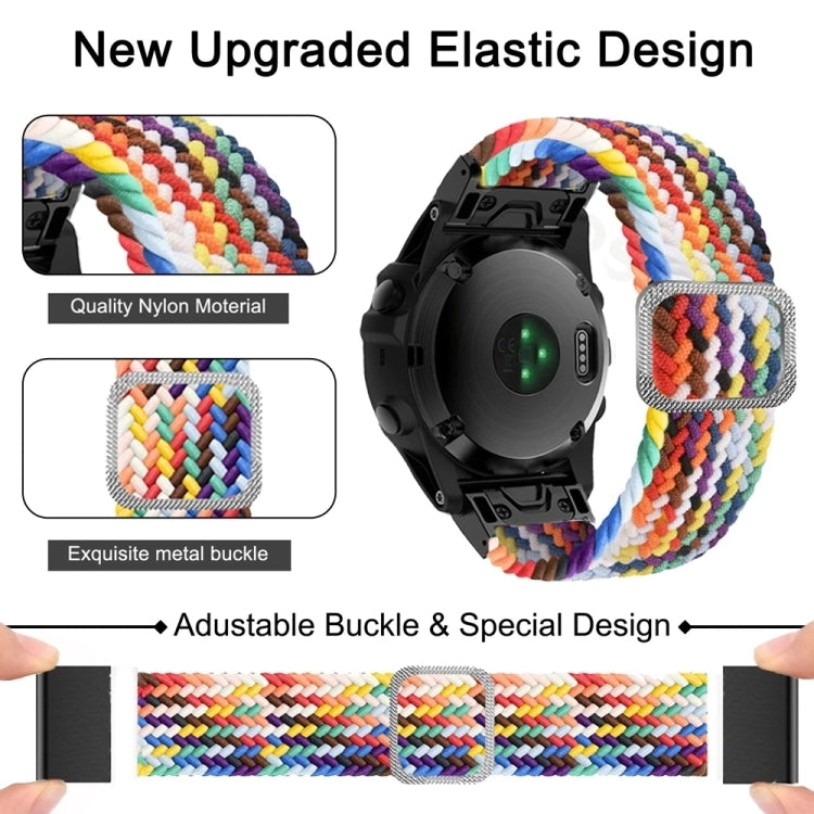 Compatible with Garmin Fenix 7X Adjustable Nylon Braided Elasticity Watch Band(Red)
