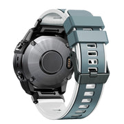 Compatible with Garmin Fenix 7X 26mm Plain Weave Two-Color Quick Release Silicone Watch Band(Blue Grey White)