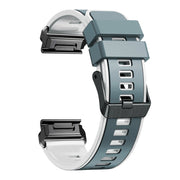 Compatible with Garmin Fenix 7X 26mm Plain Weave Two-Color Quick Release Silicone Watch Band(Blue Grey White)