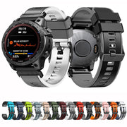Compatible with Garmin Fenix 7X 26mm Plain Weave Two-Color Quick Release Silicone Watch Band(Blue Grey White)