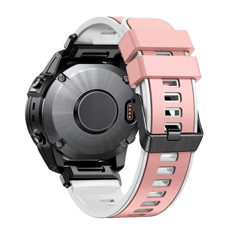 Compatible with Garmin Fenix 7 22mm Plain Weave Two-Color Quick Release Silicone Watch Band(Pink White) - free shipping - PMC TechLife - Order now!