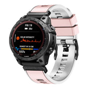 Compatible with Garmin Fenix 7 22mm Plain Weave Two-Color Quick Release Silicone Watch Band(Pink White)