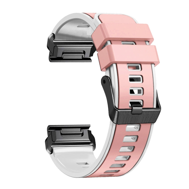 Compatible with Garmin Fenix 7 22mm Plain Weave Two-Color Quick Release Silicone Watch Band(Pink White) - free shipping - PMC TechLife - Order now!