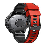 Compatible with Garmin Fenix 7 22mm Plain Weave Two-Color Quick Release Silicone Watch Band(Red)