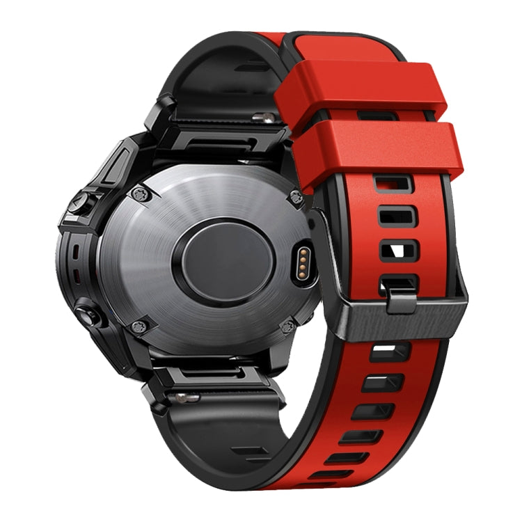 Compatible with Garmin Fenix 7 22mm Plain Weave Two-Color Quick Release Silicone Watch Band(Red)