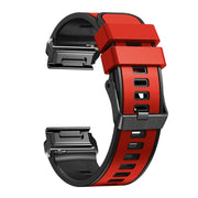 Compatible with Garmin Fenix 7 22mm Plain Weave Two-Color Quick Release Silicone Watch Band(Red)