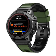 Compatible with Garmin Fenix 7 22mm Plain Weave Two-Color Quick Release Silicone Watch Band(Army Green)