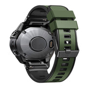 Compatible with Garmin Fenix 7 22mm Plain Weave Two-Color Quick Release Silicone Watch Band(Army Green)