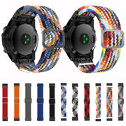 Compatible with Garmin Fenix 7 Adjustable Nylon Braided Elasticity Watch Band(Colorful Denim)