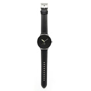 For Google Pixel Watch Grooved Genuine Leather Watch Band(Black)