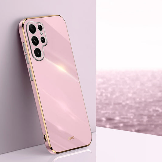 For Samsung Galaxy S22 Ultra 5G XINLI Straight Edge 6D Electroplate TPU Phone Case(Cherry Purple) - free shipping - PMC Jewellery - Order now!