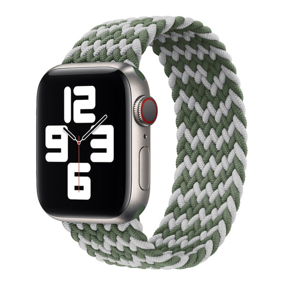 Nylon Single-turn Braided Watch Band For Apple Watch Ultra 49mm&Watch Ultra 2 49mm / Series 9&8&7 45mm / SE 3&SE 2&6&SE&5&4 44mm / 3&2&1 42mm, Length:155mm(W Green Grey) - Watch Bands by HAWEEL