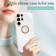 For Samsung Galaxy S23 Ultra 5G XINLI Straight Edge 6D Electroplate TPU Phone Case with Ring Holder(Pink)