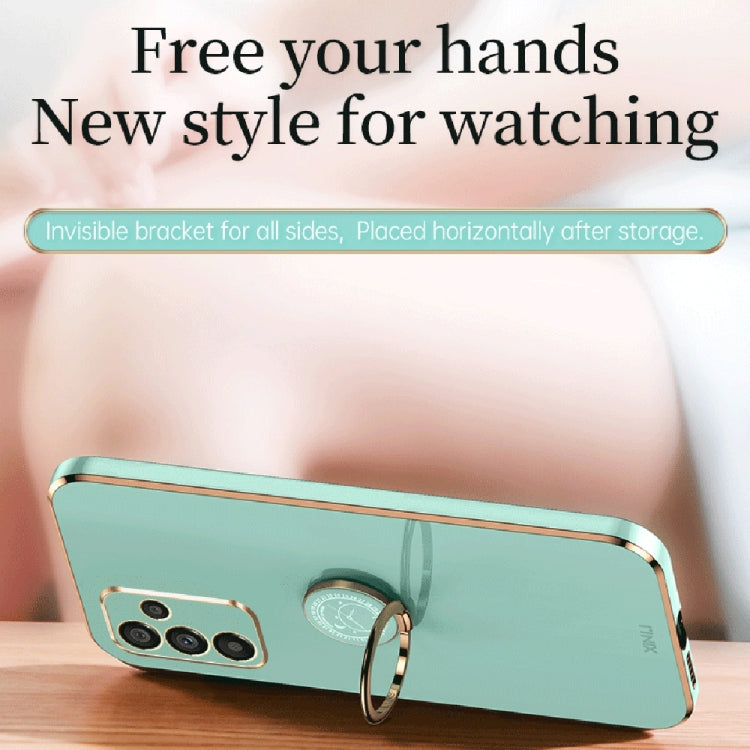 For Samsung Galaxy A14 5G XINLI Straight Edge 6D Electroplate TPU Phone Case with Ring Holder(Mint Green) - free shipping - PMC TechLife - Order now!