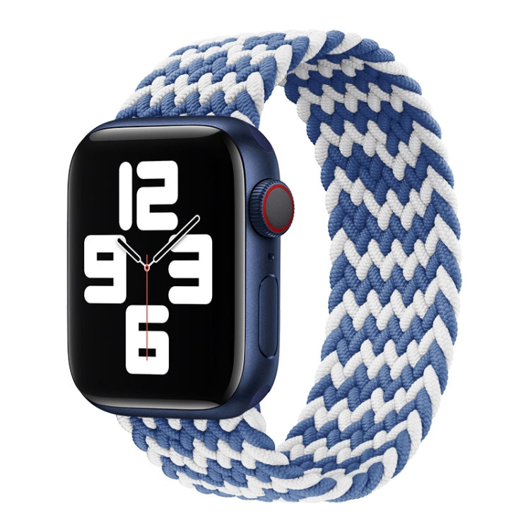 Nylon Single-turn Braided Watch Band For Apple Watch Series 9&8&7 41mm / SE 3&SE 2&6&SE&5&4 40mm / 3&2&1 38mm, Length:145mm(W Blue White) - Watch Bands by PMC TechLife | Online Shopping South Africa | PMC TechLife | Buy Now Pay Later Mobicred