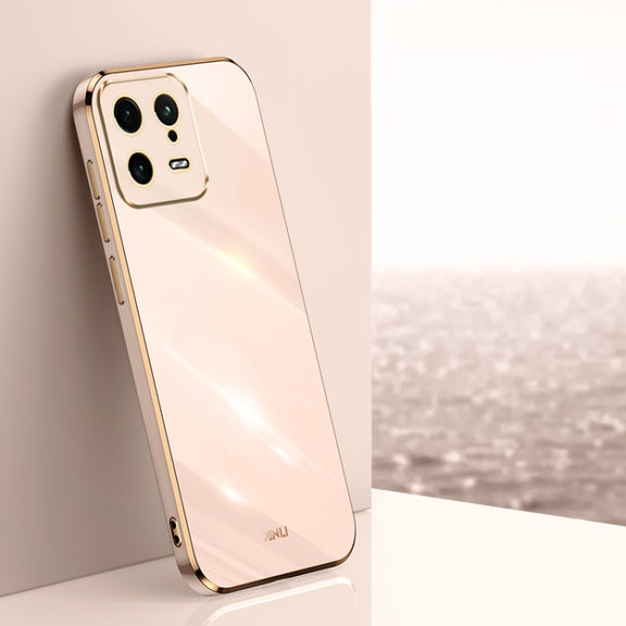 For Xiaomi 13 XINLI Straight Edge 6D Electroplate TPU Phone Case(Pink)