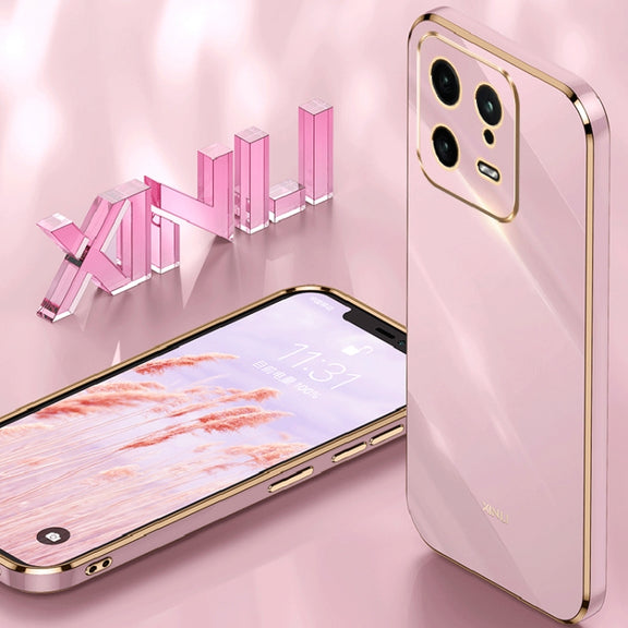 For Xiaomi 13 XINLI Straight Edge 6D Electroplate TPU Phone Case(Pink)