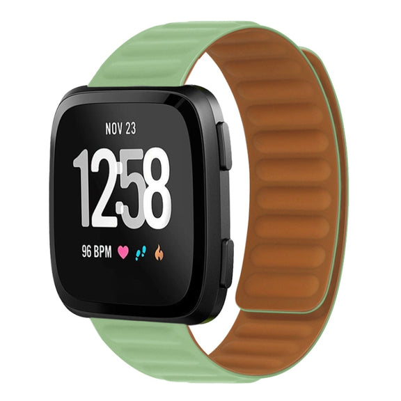 For Fitbit Versa 4 / 3 / Sense 2 20mm Silicone Magnetic Watch Band(Pine Flower Green)