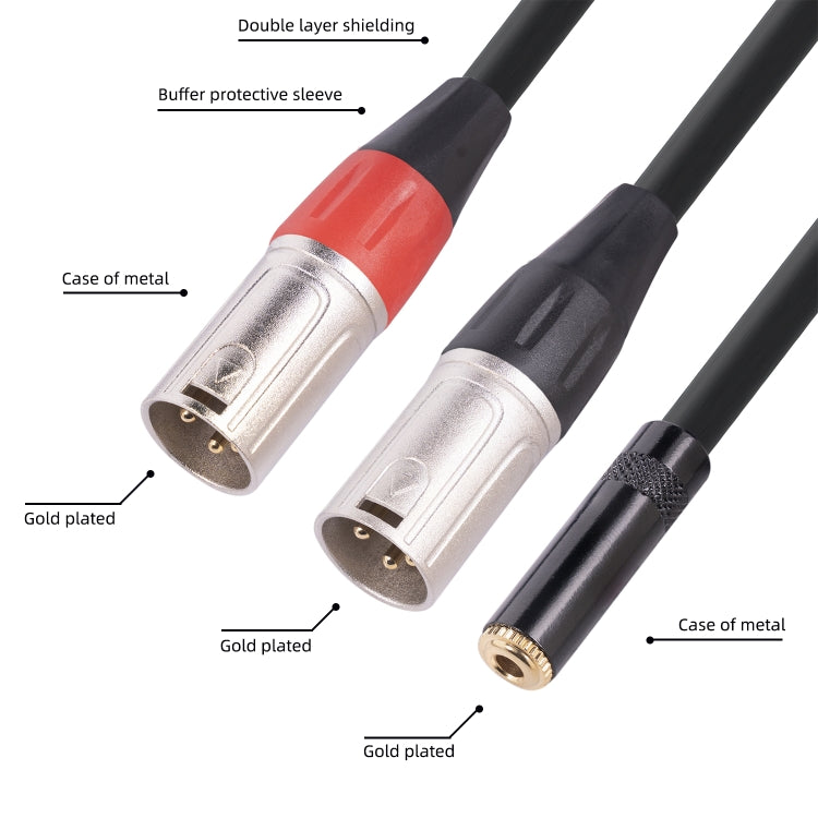 TC227YXK402-03 3.5mm Female to Dual XLR 3pin Male Audio Cable, Length: 30cm(Red Black) - Microphone Audio Cable & Connector by PMC TechLife | Online Shopping South Africa | PMC TechLife