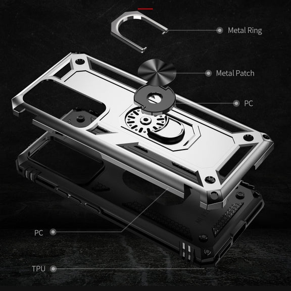 For Xiaomi 12T / 12T Pro Shockproof TPU + PC Phone Case with Holder(Silver)