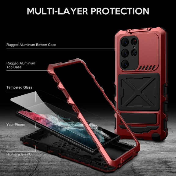 For Samsung Galaxy S23 Ultra 5G R-JUST Life Water-resistant Dustproof Shockproof Phone Case(Red)