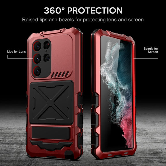 For Samsung Galaxy S23 Ultra 5G R-JUST Life Water-resistant Dustproof Shockproof Phone Case(Red)