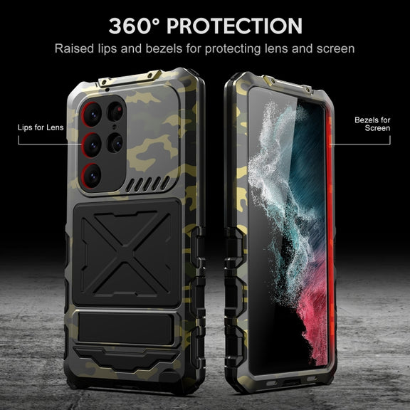 For Samsung Galaxy S23 Ultra 5G R-JUST Life Water-resistant Dustproof Shockproof Phone Case(Camouflage)