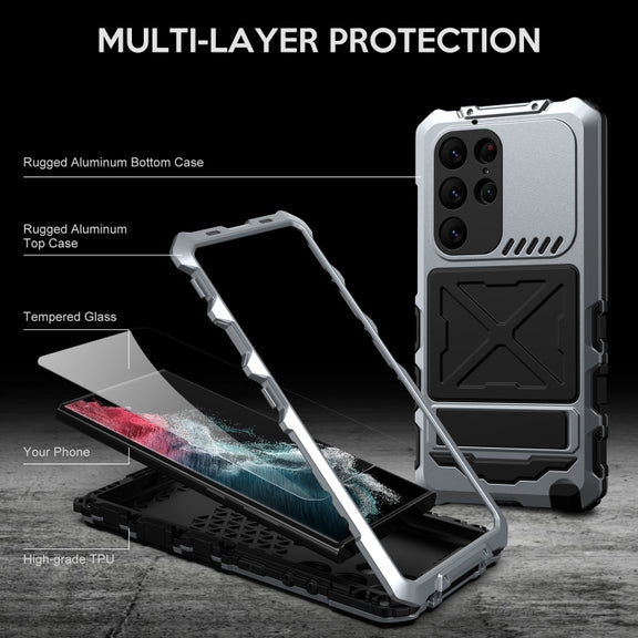 For Samsung Galaxy S23 Ultra 5G R-JUST Life Water-resistant Dustproof Shockproof Phone Case(Silver)