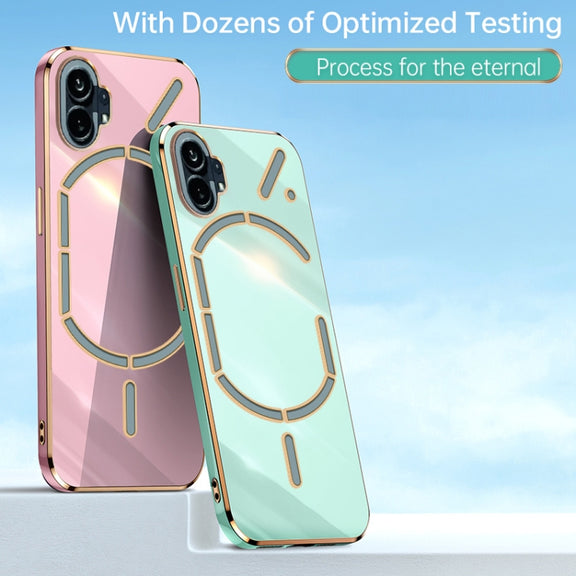 For Nothing Phone 1 XINLI Straight Edge 6D Electroplate TPU Phone Case(Pink)