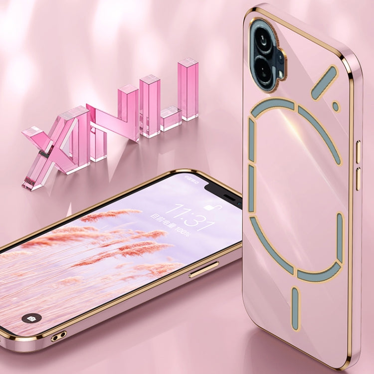 For Nothing Phone 1 XINLI Straight Edge 6D Electroplate TPU Phone Case(Pink)