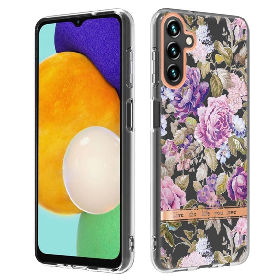 For Samsung Galaxy A14 5G Flowers and Plants Series IMD TPU Phone Case(Purple Peony)