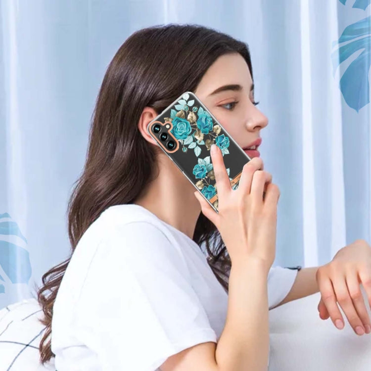 For Samsung Galaxy A14 5G Flowers and Plants Series IMD TPU Phone Case(Purple Peony)