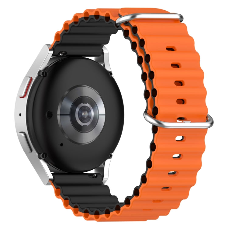 20mm Universal Ocean Style Silicone Two Color Watch Band(Orange Black) - 20mm Bands by PMC TechLife | Online Shopping South Africa | PMC TechLife | Buy Now Pay Later Mobicred