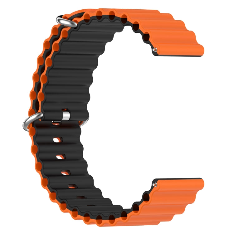 20mm Universal Ocean Style Silicone Two Color Watch Band(Orange Black) - 20mm Bands by PMC TechLife | Online Shopping South Africa | PMC TechLife | Buy Now Pay Later Mobicred