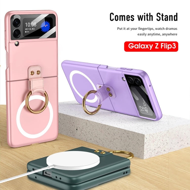 For Samsung Galaxy Z Flip3 5G GKK MagSafe Ultrathin Integrated Shockproof Phone Case with Ring Holder(Green)