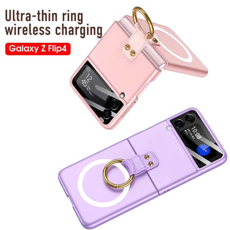 For Samsung Galaxy Z Flip4 GKK MagSafe Ultrathin Integrated Shockproof Phone Case with Ring Holder(White)