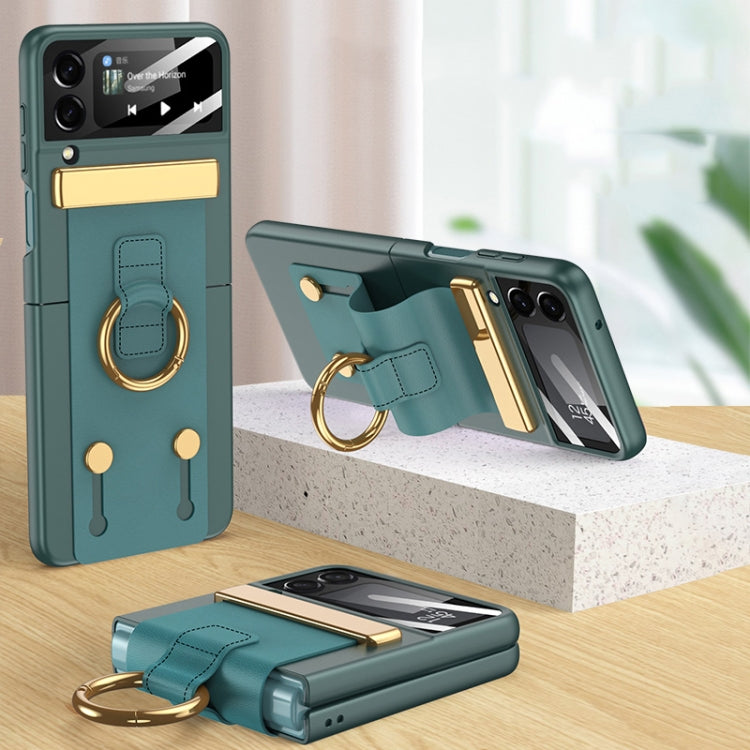 For Samsung Galaxy Z Flip3 5G GKK Ultrathin Shockproof Phone Case with Ring Holder / Wrist Strap(Green) - Galaxy Phone Cases by GKK | Online Shopping South Africa | PMC TechLife