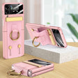 For Samsung Galaxy Z Flip3 5G GKK Ultrathin Shockproof Phone Case with Ring Holder / Wrist Strap(Pink) - Galaxy Phone Cases by GKK | Online Shopping South Africa | PMC TechLife | Buy Now Pay Later Mobicred