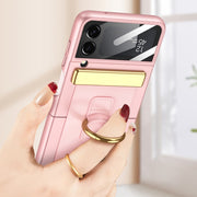For Samsung Galaxy Z Flip3 5G GKK Ultrathin Shockproof Phone Case with Ring Holder / Wrist Strap(Black)