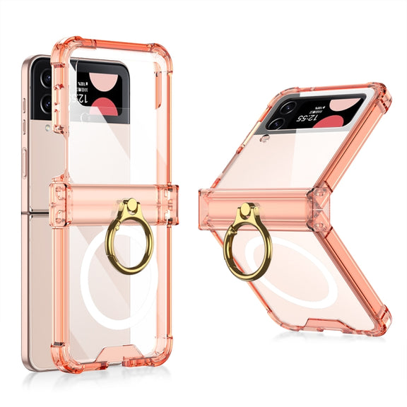 For Samsung Galaxy Z Flip4 GKK MagSafe Airbag Hinge Shockproof Phone Case with Ring Holder(Orange)