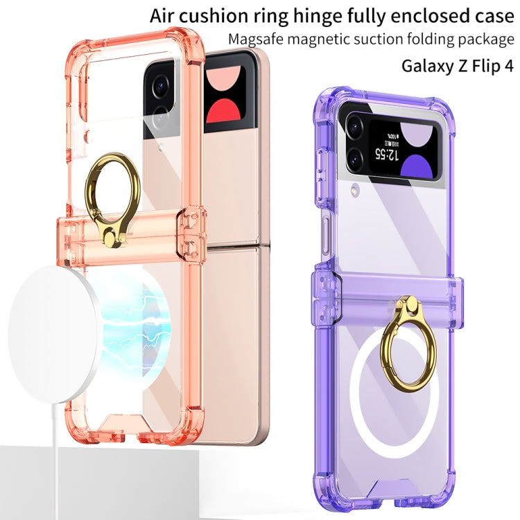 For Samsung Galaxy Z Flip4 GKK MagSafe Airbag Hinge Shockproof Phone Case with Ring Holder(Orange) - Galaxy Z Flip4 5G Cases by GKK | Online Shopping South Africa | PMC TechLife