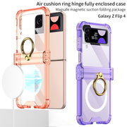 For Samsung Galaxy Z Flip4 GKK MagSafe Airbag Hinge Shockproof Phone Case with Ring Holder(Orange)