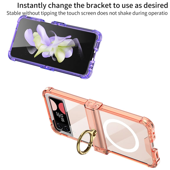 For Samsung Galaxy Z Flip4 GKK MagSafe Airbag Hinge Shockproof Phone Case with Ring Holder(Black)