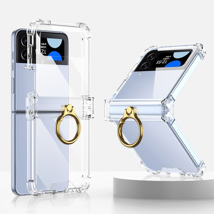For Samsung Galaxy Z Flip4 GKK Airbag Hinge Shockproof Phone Case with Ring Holder(Transparent) - Galaxy Z Flip4 5G Cases by GKK | Online Shopping South Africa | PMC TechLife | Buy Now Pay Later Mobicred