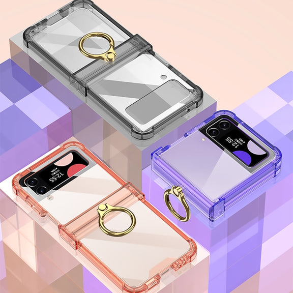 For Samsung Galaxy Z Flip4 GKK Airbag Hinge Shockproof Phone Case with Ring Holder(Transparent)