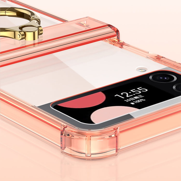 For Samsung Galaxy Z Flip4 GKK Airbag Hinge Shockproof Phone Case with Ring Holder(Transparent)