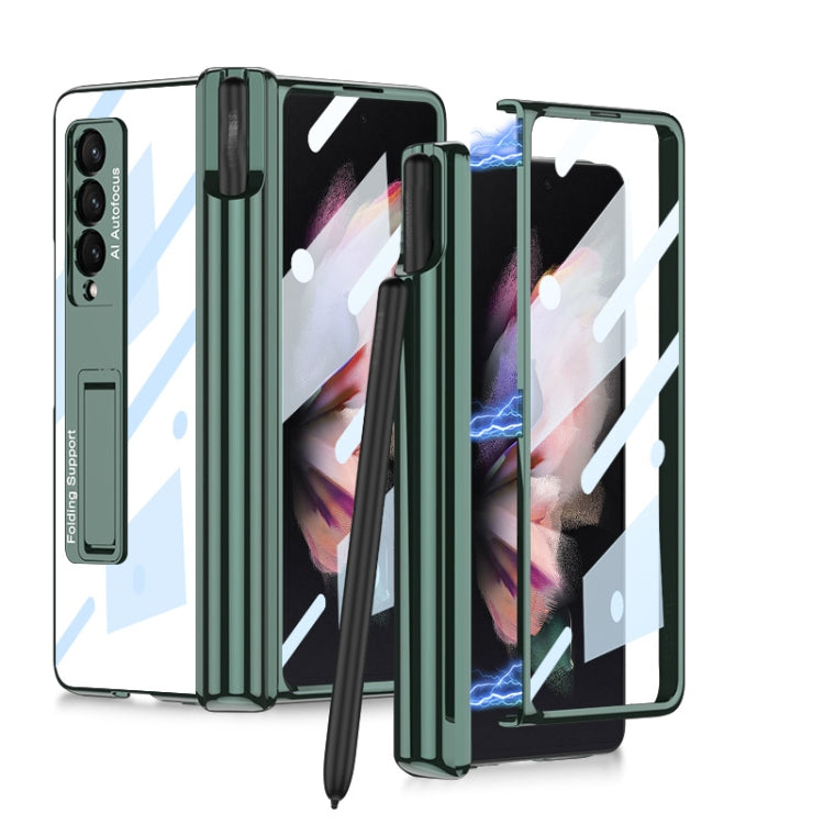 For Samsung Galaxy Z Fold3 5G GKK Magnetic Fold Hinge Shockproof Phone Case with Pen Slots(Green) - Galaxy Phone Cases by GKK | Online Shopping South Africa | PMC TechLife | Buy Now Pay Later Mobicred