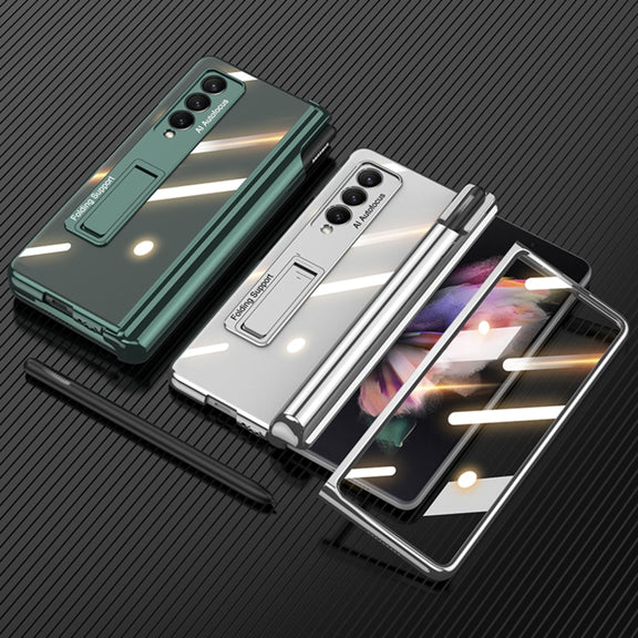 For Samsung Galaxy Z Fold3 5G GKK Magnetic Fold Hinge Shockproof Phone Case with Pen Slots(Black)