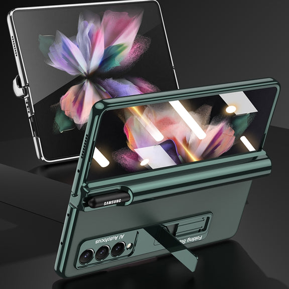 For Samsung Galaxy Z Fold3 5G GKK Magnetic Fold Hinge Shockproof Phone Case with Pen Slots(Silver)