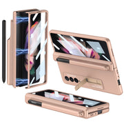 For Samsung Galaxy Z Fold3 5G GKK Full Coverage Magnetic Fold Hinge Shockproof Phone Case with Pen Slots(Gold)